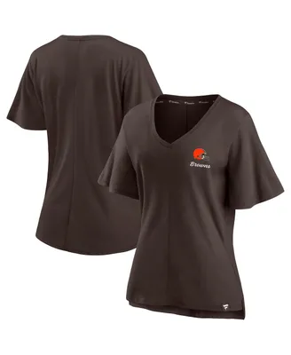 Women's Fanatics Brown Cleveland Browns Southpaw Flutter V-Neck T-shirt