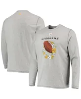 Men's Tommy Bahama Heathered Gray Pittsburgh Steelers Sport Lei Pass Long Sleeve T-shirt