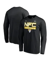 Men's Fanatics Black Los Angeles Rams 2021 Nfc Champions Iconic Slant Long Sleeve T-shirt