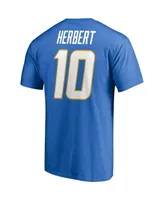 Men's Fanatics Justin Herbert Powder Blue Los Angeles Chargers Player Icon Name Number T-shirt