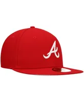 Men's New Era Red Atlanta Braves Logo White 59FIFTY Fitted Hat