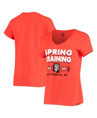 Women's '47 Brand Orange San Francisco Giants 2020 Spring Training Retro Bubble Rival V-Neck T-shirt