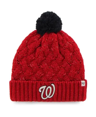 Women's '47 Red Washington Nationals Knit Cuffed Hat with Pom