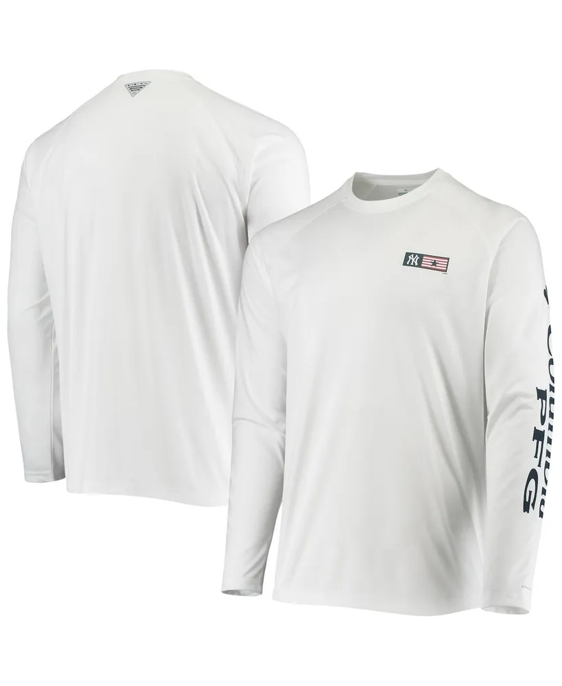 Columbia Men's Columbia White New York Yankees Americana Terminal Tackle  Omni-Shade Raglan Long Sleeve T-shirt