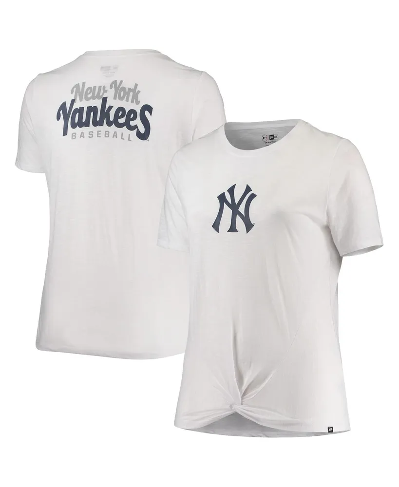 Women's New Era White New York Yankees Plus Size 2-Hit Front Knot T-shirt