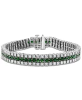 Sapphire (6 ct. t.w.) & Diamond (2 Triple Row Tennis Bracelet Sterling Silver (Also Emerald Ruby)