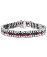 Sapphire (6 ct. t.w.) & Diamond (2 Triple Row Tennis Bracelet Sterling Silver (Also Emerald Ruby)