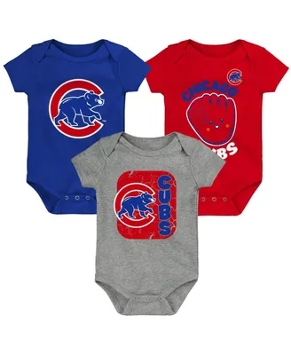 Unisex Newborn Infant Royal and Red Gray Chicago Cubs Change Up 3-Pack Bodysuit Set