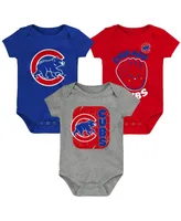 Unisex Newborn Infant Royal and Red Gray Chicago Cubs Change Up 3-Pack Bodysuit Set