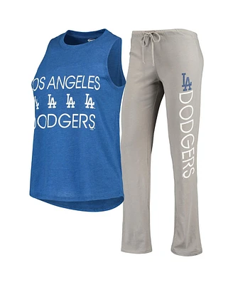 Women's Concepts Sport Gray, Royal Los Angeles Dodgers Meter Muscle Tank Top and Pants Sleep Set