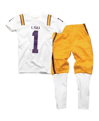 Lsu Tigers Preschool Boys and Girls Football Pajama Set - White, Gold