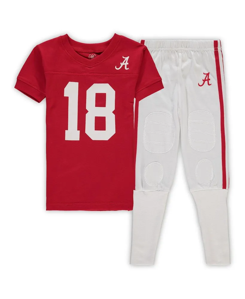 Preschool Boys and Girls Wes & Willy Crimson Alabama Crimson Tide Football Player V-Neck T-shirt and Pants Sleep Set