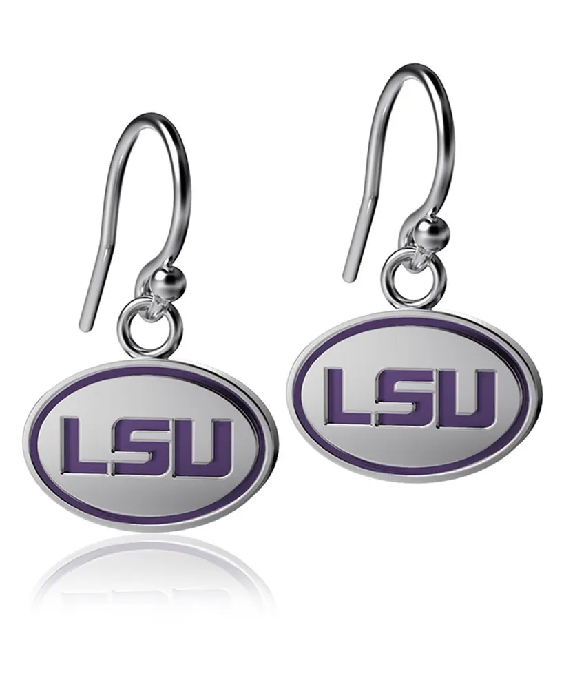 Women's Dayna Designs Lsu Tigers Silver-Tone Enamel Dangle Earrings - Silver