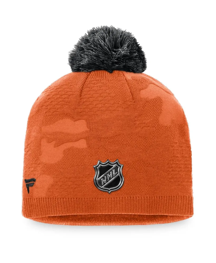 Women's Fanatics Orange, Black Philadelphia Flyers Authentic Pro Team Locker Room Beanie with Pom