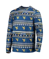 Men's Concepts Sport Navy West Virginia Mountaineers Ugly Sweater Long Sleeve T-shirt and Pants Sleep Set