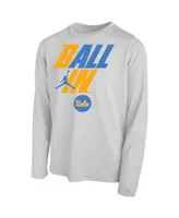 Big Boys Jordan White Ucla Bruins Ball In Bench Long Sleeve T-shirt