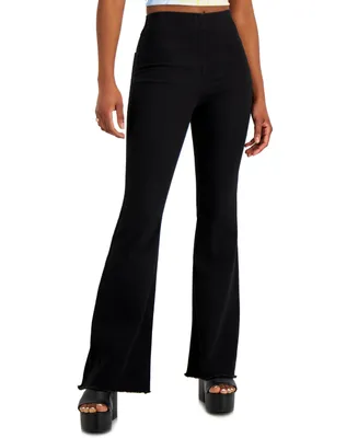 Tinseltown Juniors' High Rise Pull-On Flare-Leg Jeans