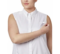 Columbia Plus Pfg Tamiami Button-Front Sleeveless Top