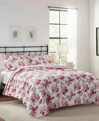 Laura Ashley Lidia Cotton Reversible 3 Piece Quilt Set, King