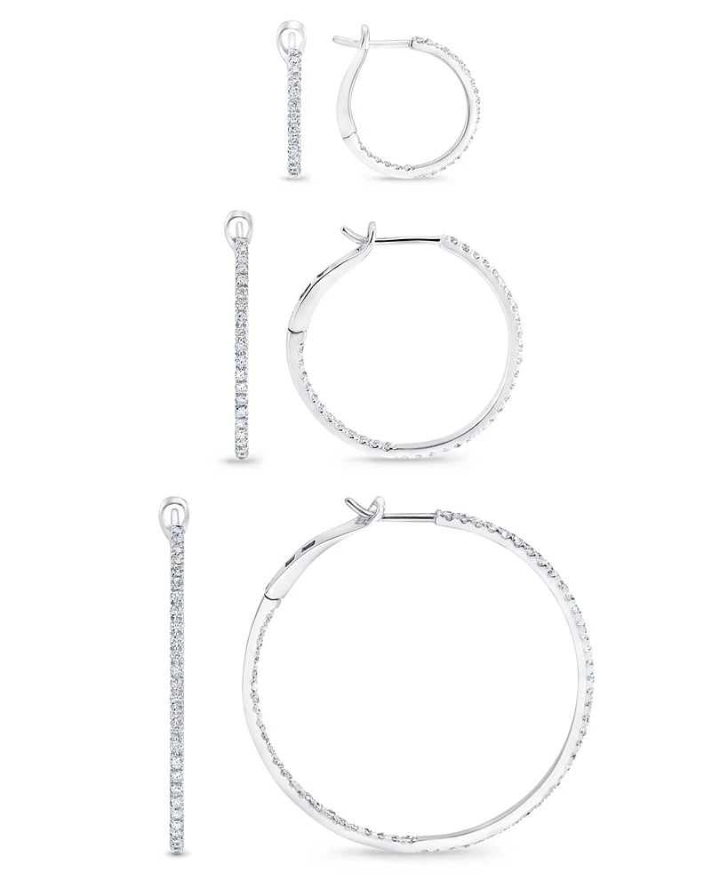 Diamond In & Out Hoop Earrings (1 ct. t.w.) in 10k White Gold