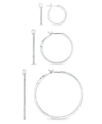 Diamond In Out Hoop Earrings 1 4 1 Ct. T.W In 10k White Gold