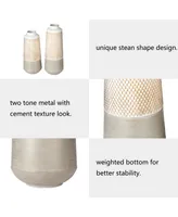 Glitzhome Modern Farmhouse - Modern Industrial Textured Table Vases, Set of 2 - Gold