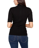 Belldini Black Label Ribbed Zip Mock Neck Top