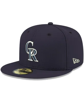 Men's Navy Colorado Rockies Logo White 59FIFTY Fitted Hat
