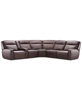 Closeout! Dextan Leather -Pc. Sectional with Power Recliners and 1 Usb Console