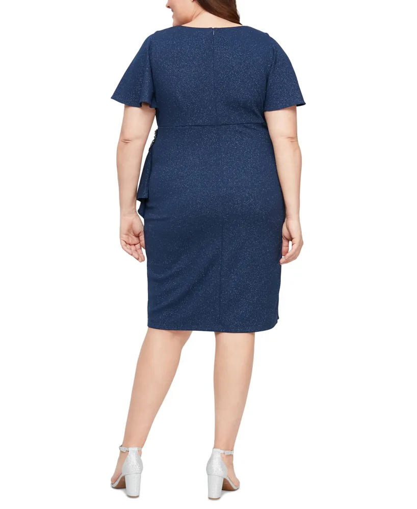 Sl Fashions Plus Size Shimmer-Knit Surplice Dress