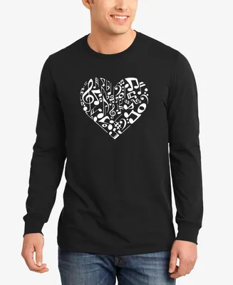 Men's Word Art Long Sleeve Heart Notes T-shirt