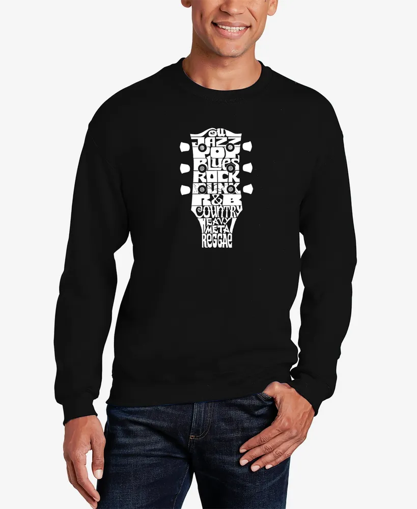 Men's Word Art Guitar Head Music Genres Crewneck Sweatshirt