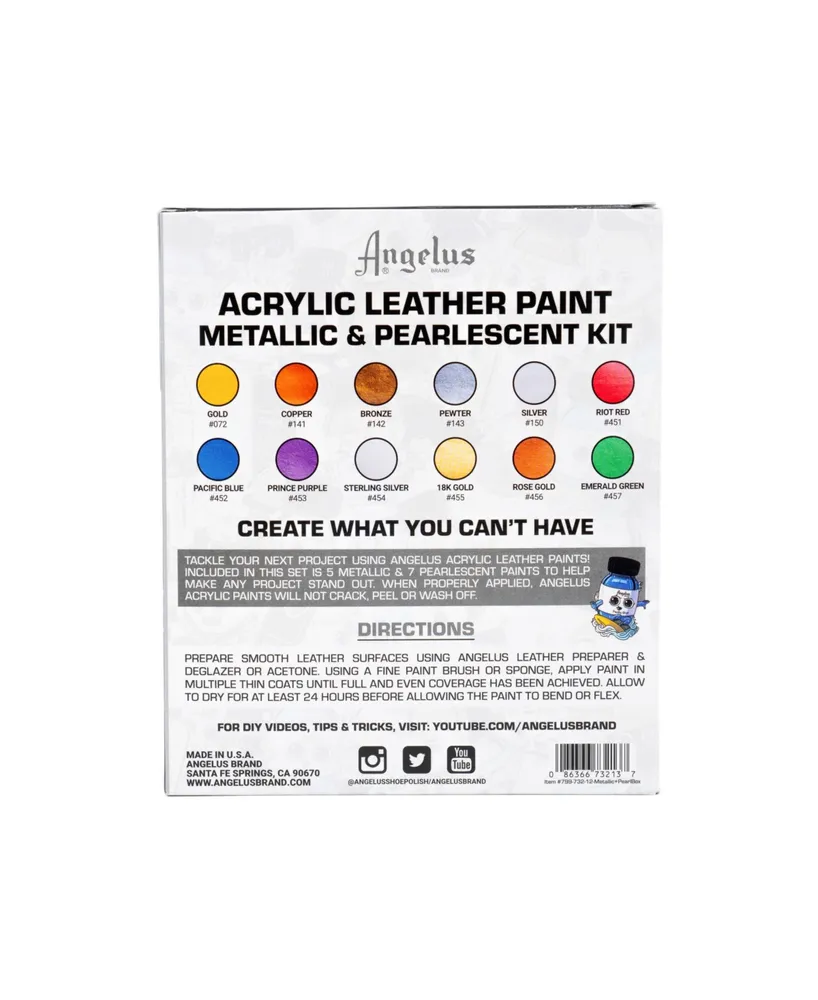 Angelus Metallic Pearlescent Acrylic Leather Paint Kit