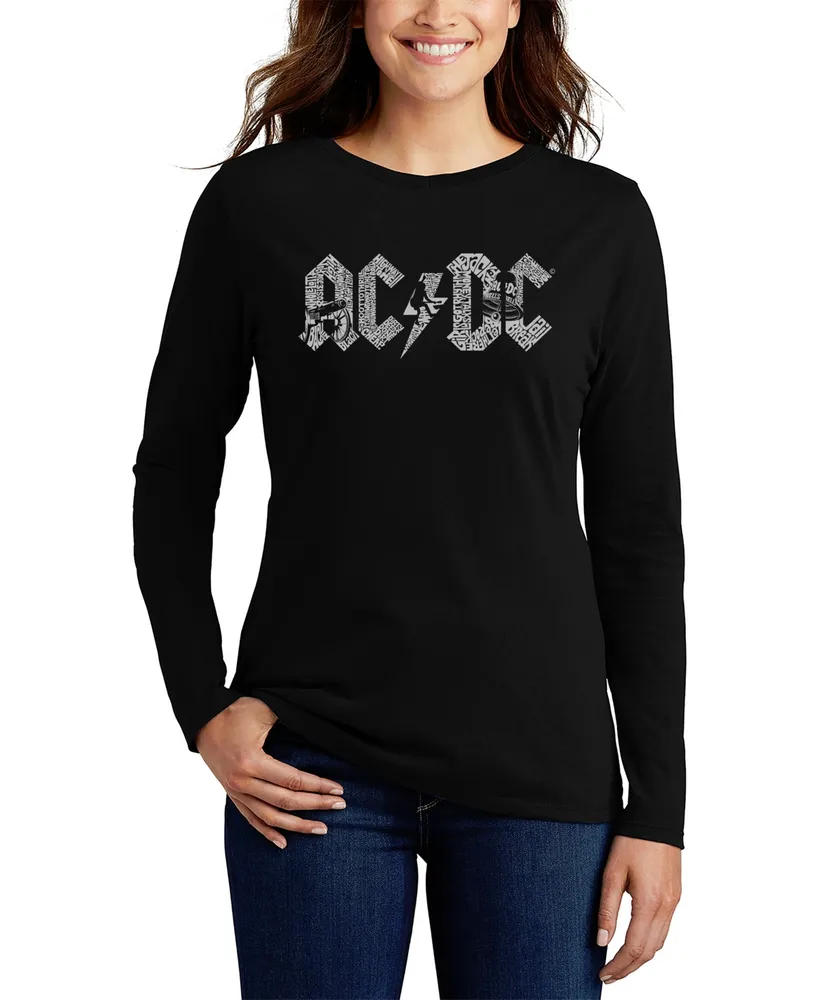 Women's Long Sleeve Word Art Acdc T-shirt