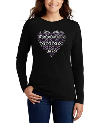 Women's Long Sleeve Word Art Xoxo Heart T-shirt