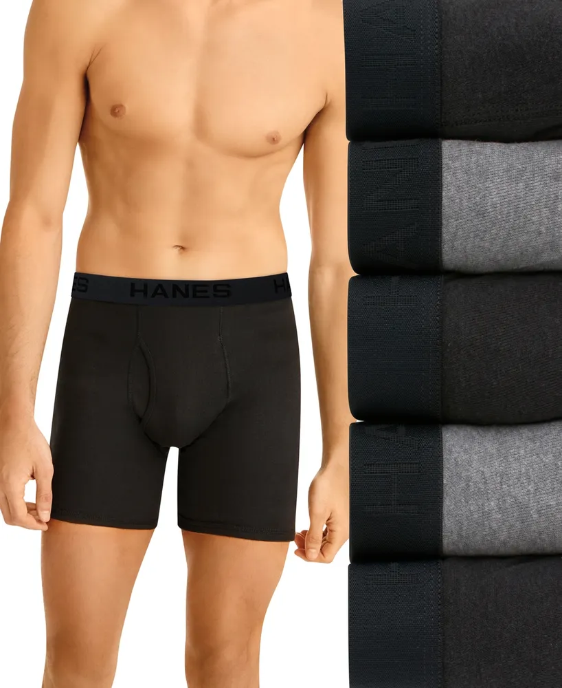 Hanes Mens Ultimate Comfort Flex Fit Boxer Briefs Underwear (4 Pk)  Black/Gray - Sports Diamond
