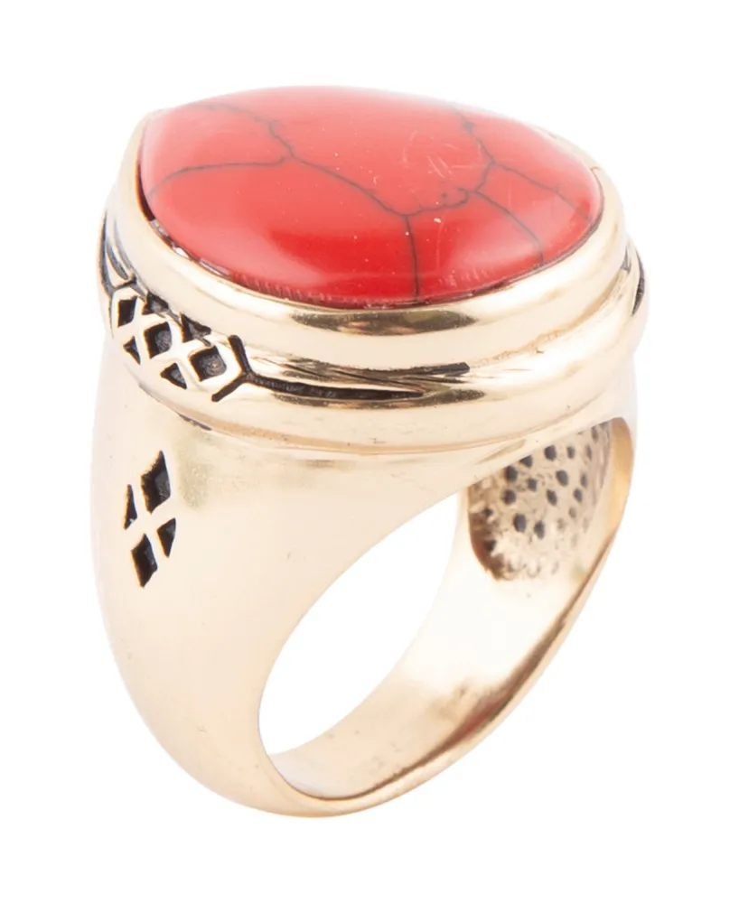 Barse Wildfire Bronze and Genuine Red Howlite Rings