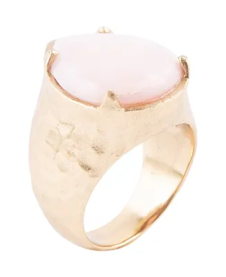 Barse Dreamy Bronze and Genuine Pink Opal Rings