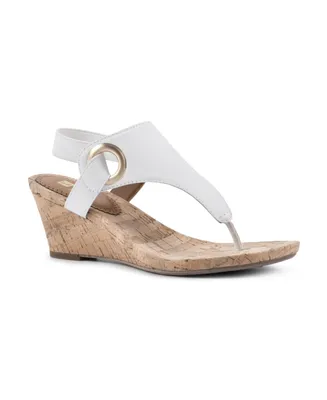 White Mountain Women's Aida Thong Wedge Sandals