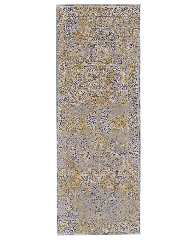 Feizy Waldor R3971 2'10" x 7'10" Runner Area Rug - Gray, Gold