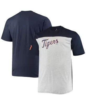 Men's Fanatics Navy and Heathered Gray Detroit Tigers Big and Tall Colorblock T-shirt
