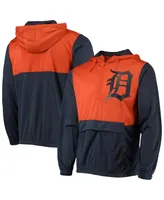 Men's Stitches Navy, Orange Detroit Tigers Anorak Half-Zip Hoodie