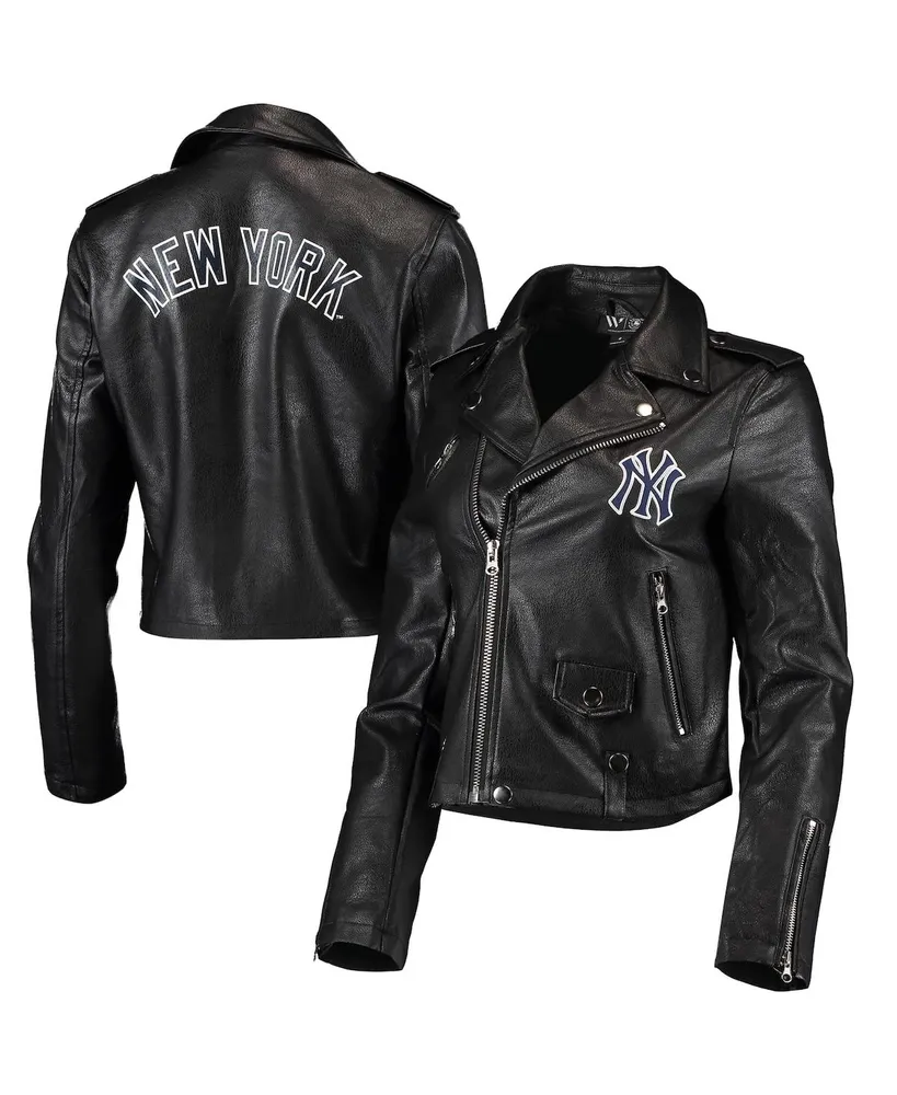 New York Yankees Full Leather Jacket - Navy 2X-Large