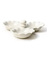 Coton Colors Signature White Ruffle Three Bowl Server