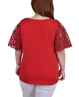 Ny Collection Plus Size Sequin-Front Poncho Top