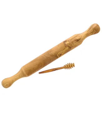 French Home Olive Wood Rolling Pin and Honey Dripper