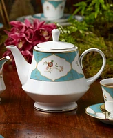 Noritake Lodi's Morning 41 oz Tea Pot - White, Blue, Gold