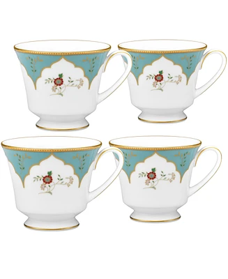 Noritake Lodi's Morning 8 Oz Cups, Set of 4 - White, Blue, Gold