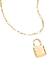 Padlock Paperclip 18" Pendant Necklace in 10k Gold