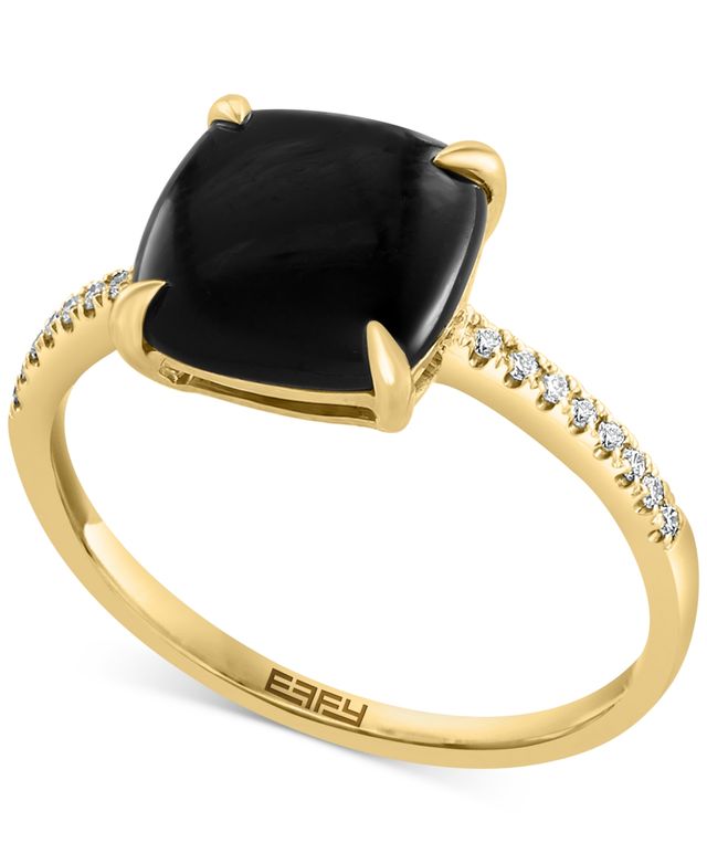 Effy Onyx & Diamond (1/20 ct. t.w.) Ring in 14k Gold
